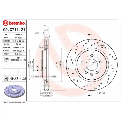 Brzdový kotúč BREMBO 09.C711.21