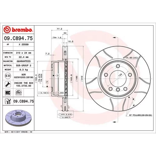 Brzdový kotúč BREMBO 09.C894.75