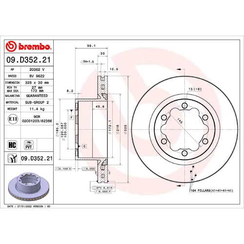 Brzdový kotúč BREMBO 09.D352.21