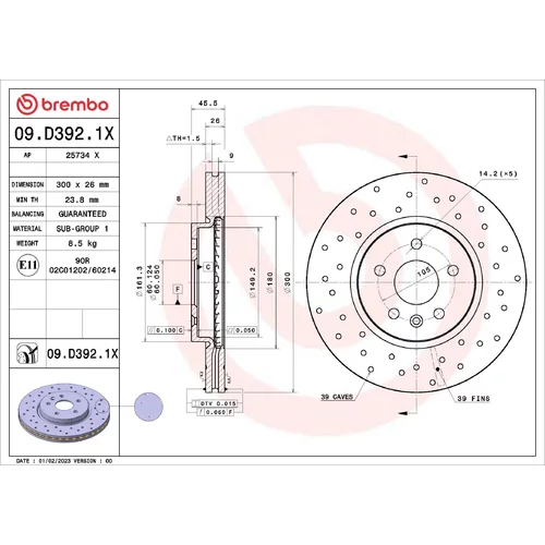 Brzdový kotúč BREMBO 09.D392.1X