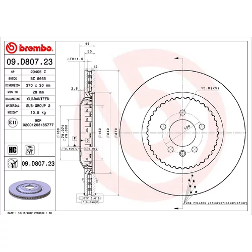 Brzdový kotúč BREMBO 09.D807.23