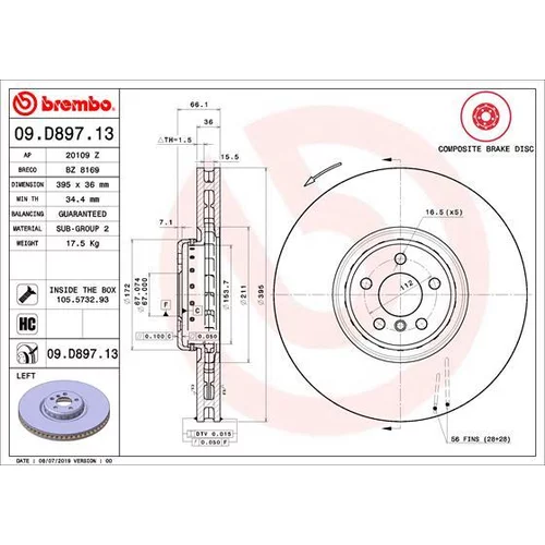 Brzdový kotúč BREMBO 09.D897.13