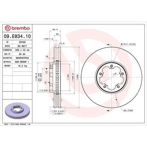 Brzdový kotúč BREMBO 09.E834.10