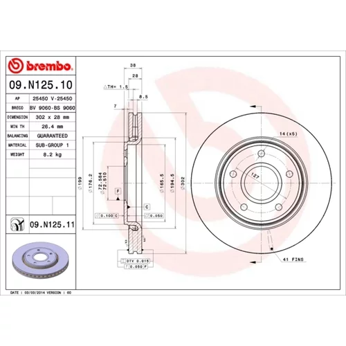 Brzdový kotúč BREMBO 09.N125.11