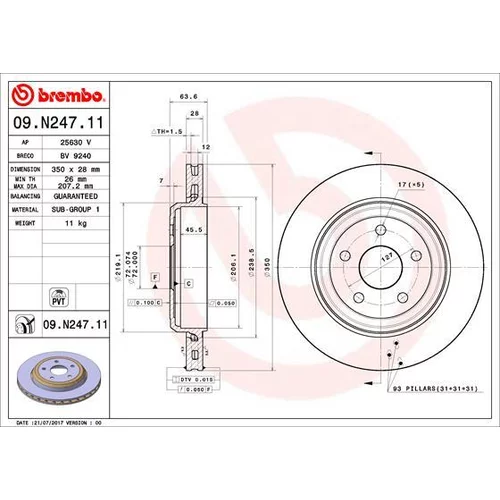 Brzdový kotúč BREMBO 09.N247.11