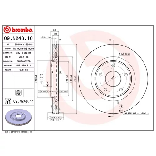 Brzdový kotúč BREMBO 09.N248.11