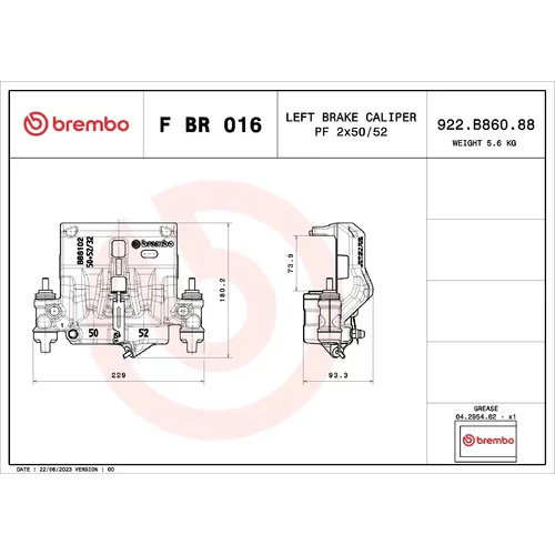 Brzdový strmeň F BR 016 /BREMBO/ - obr. 1