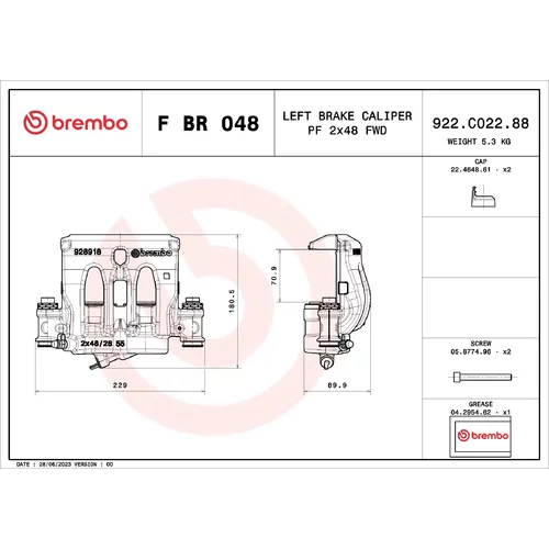 Brzdový strmeň BREMBO F BR 048 - obr. 1