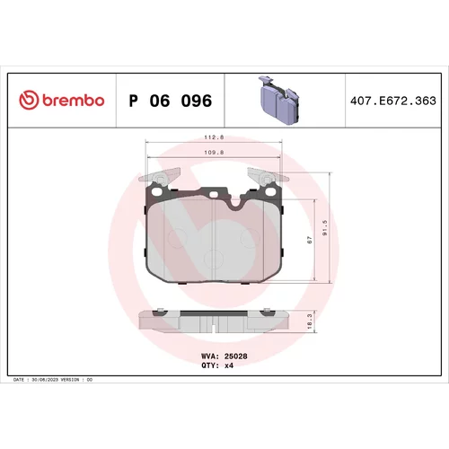 Sada brzdových platničiek kotúčovej brzdy BREMBO P 06 096