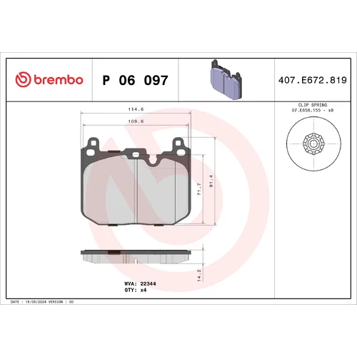 Sada brzdových platničiek kotúčovej brzdy BREMBO P 06 097