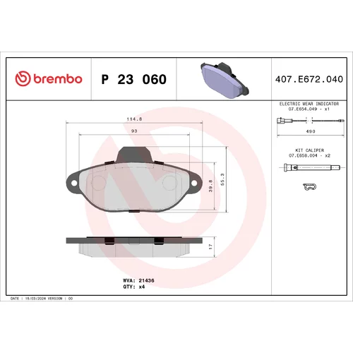 Sada brzdových platničiek kotúčovej brzdy P 23 060 /BREMBO/