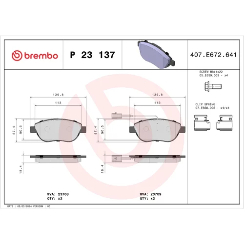 Sada brzdových platničiek kotúčovej brzdy BREMBO P 23 137