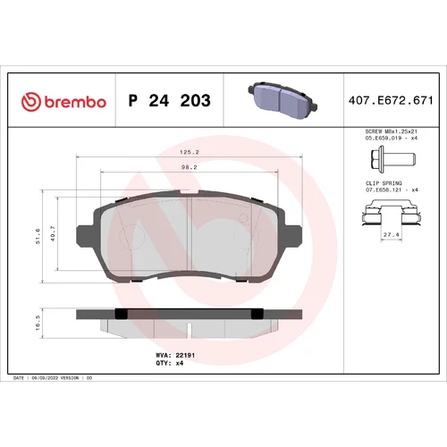 Sada brzdových platničiek kotúčovej brzdy BREMBO P 24 203