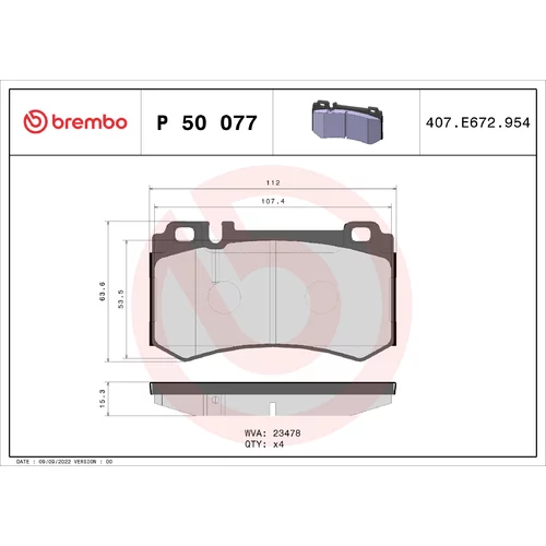 Sada brzdových platničiek kotúčovej brzdy BREMBO P 50 077