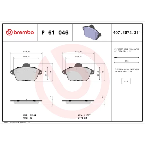 Sada brzdových platničiek kotúčovej brzdy P 61 046 /BREMBO/