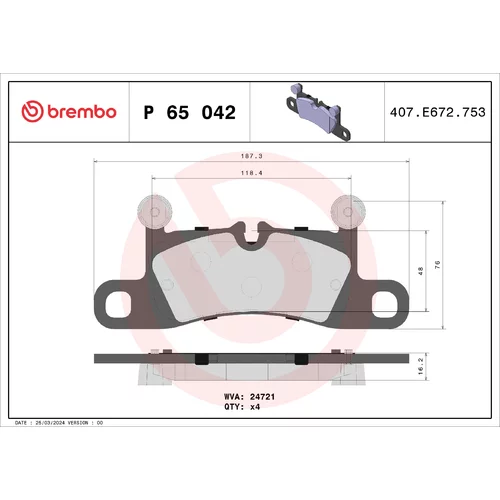 Sada brzdových platničiek kotúčovej brzdy BREMBO P 65 042