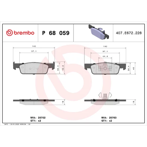 Sada brzdových platničiek kotúčovej brzdy BREMBO P 68 059X