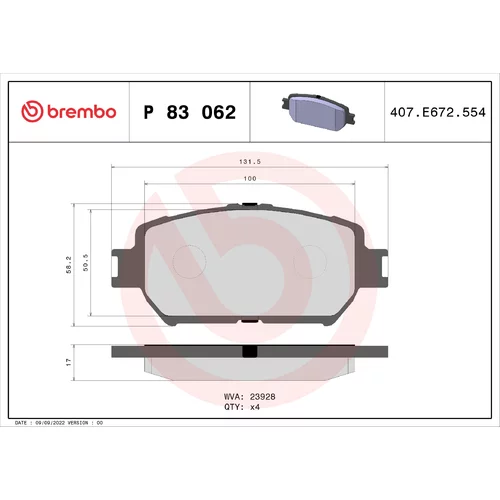 Sada brzdových platničiek kotúčovej brzdy BREMBO P 83 062