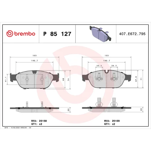 Sada brzdových platničiek kotúčovej brzdy BREMBO P 85 127