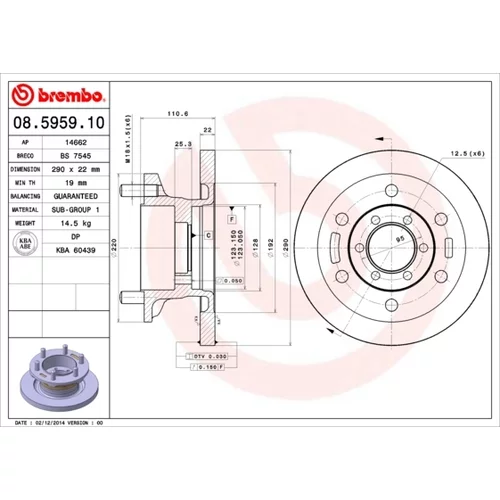 Brzdový kotúč BREMBO 08.5959.10