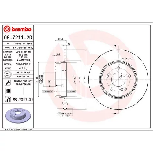 Brzdový kotúč BREMBO 08.7211.21