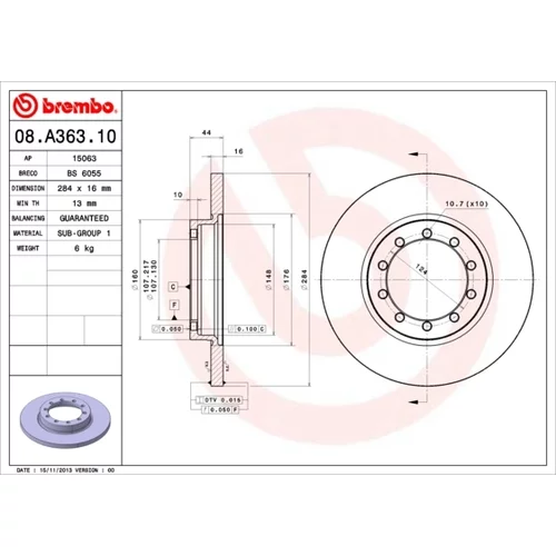 Brzdový kotúč BREMBO 08.A363.10