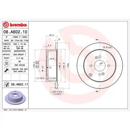 Brzdový kotúč BREMBO 08.A602.11