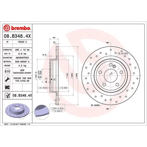 Brzdový kotúč BREMBO 08.B348.4X