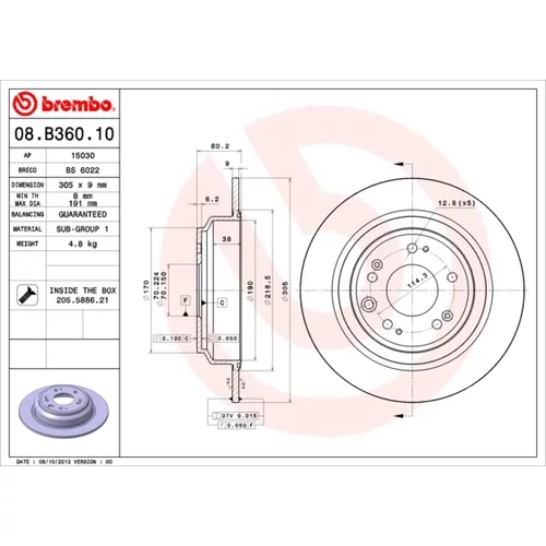 Brzdový kotúč BREMBO 08.B360.10