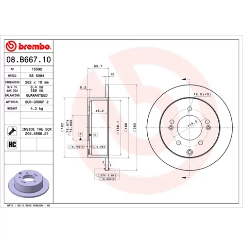 Brzdový kotúč BREMBO 08.B667.11