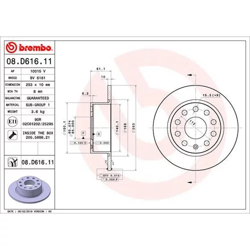 Brzdový kotúč BREMBO 08.D616.11