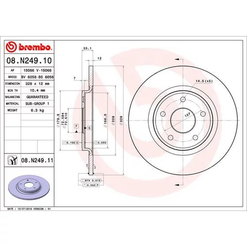 Brzdový kotúč BREMBO 08.N249.11