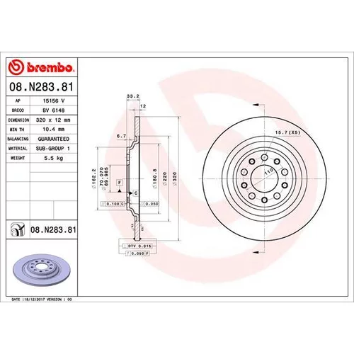 Brzdový kotúč BREMBO 08.N283.81