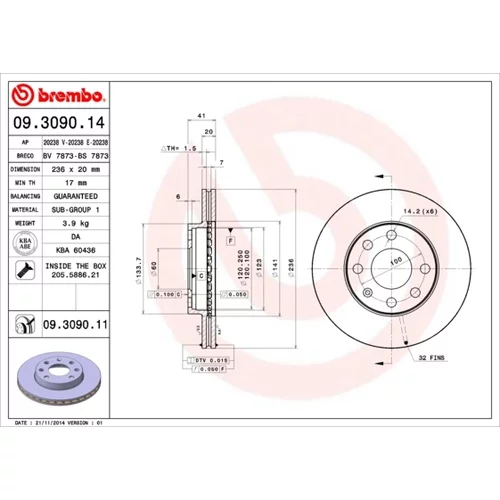 Brzdový kotúč BREMBO 09.3090.11