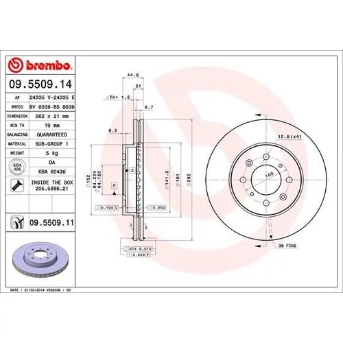 Brzdový kotúč 09.5509.11 /BREMBO/