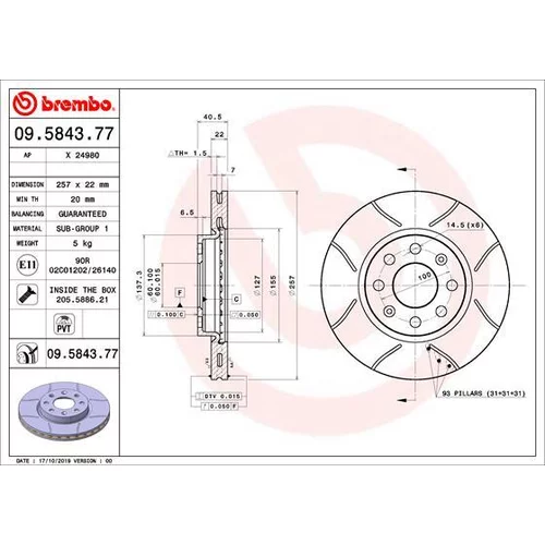 Brzdový kotúč BREMBO 09.5843.77