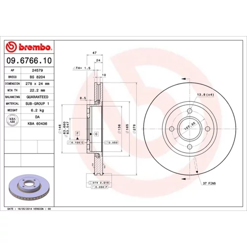 Brzdový kotúč BREMBO 09.6766.10