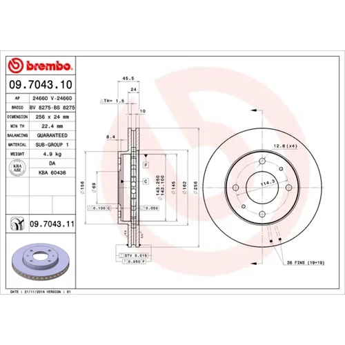 Brzdový kotúč BREMBO 09.7043.11