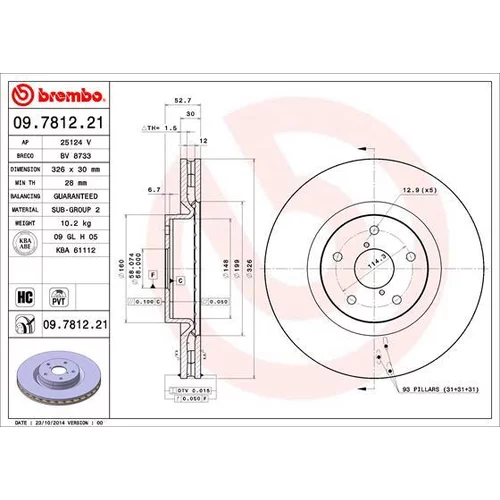 Brzdový kotúč BREMBO 09.7812.21