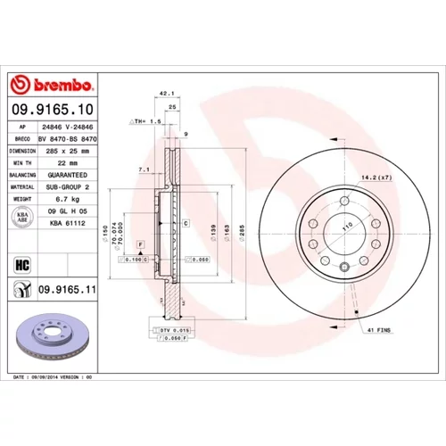 Brzdový kotúč 09.9165.11 /BREMBO/