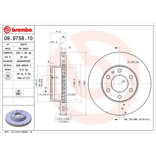 Brzdový kotúč BREMBO 09.9758.10