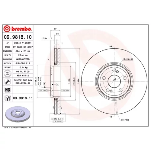 Brzdový kotúč BREMBO 09.9818.11