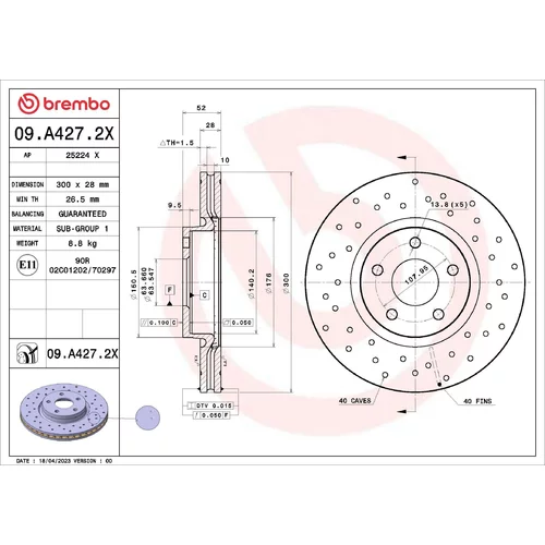 Brzdový kotúč BREMBO 09.A427.2X