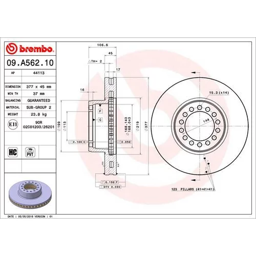 Brzdový kotúč BREMBO 09.A562.10