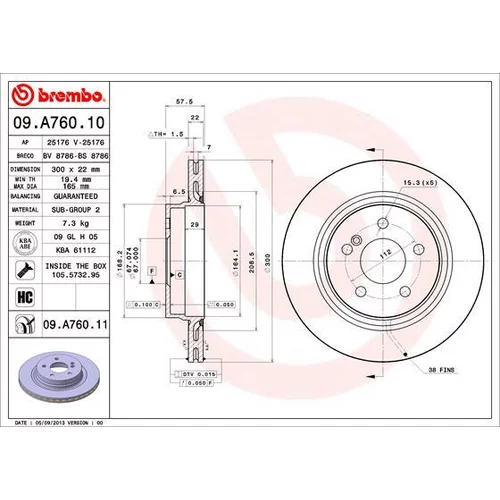 Brzdový kotúč BREMBO 09.A760.10