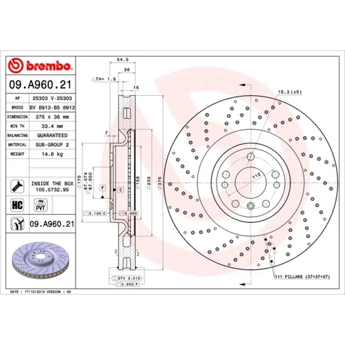 Brzdový kotúč 09.A960.21 /BREMBO/