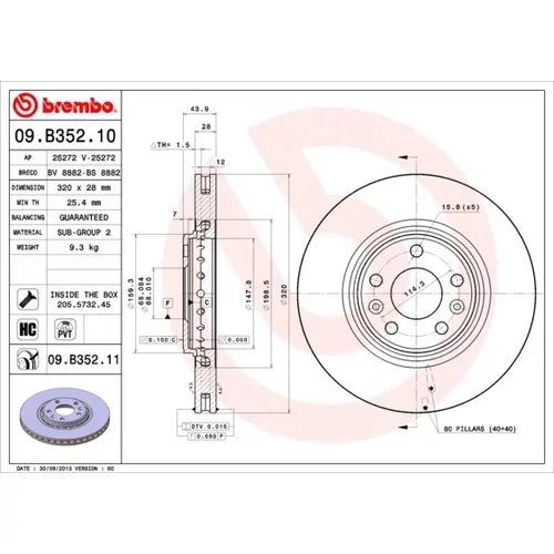 Brzdový kotúč BREMBO 09.B352.11