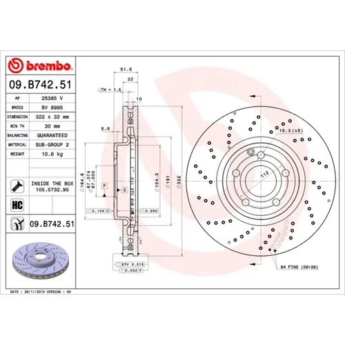 Brzdový kotúč BREMBO 09.B742.51