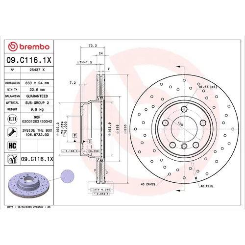 Brzdový kotúč BREMBO 09.C116.1X