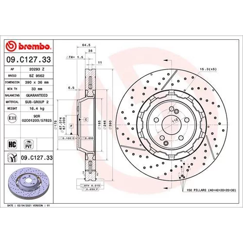 Brzdový kotúč BREMBO 09.C127.33